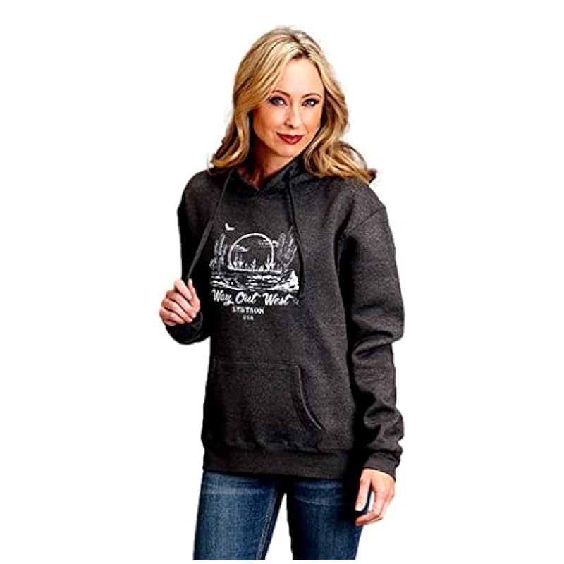 ‎womens Fashion Hoodies & Sweatshirts Stetson Stetson Western Sweatshirt Womens Hooded L Gray 11-098-0562-8001 GY