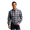 ‎mens Shirts Stetson Stetson Men's Checkered Ombre Plaid Long Sleeve Button-Down Western Shirt Blue Medium