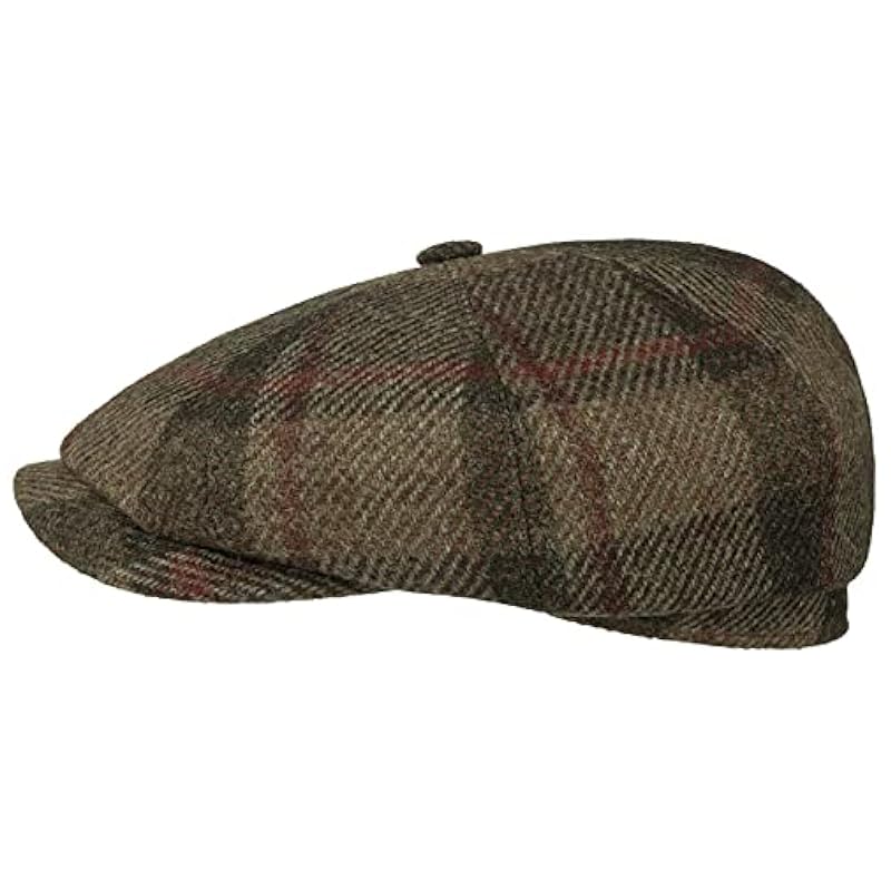 ‎mens Hats & Caps Stetson Stetson Hatteras Virgin Wool Check Flat Cap Men Olive 6 7/8