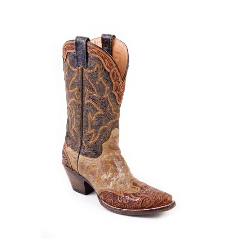 Stetson Womens Fashion Boots 2 Tone Handmade Tooled[ 9.5,Medium (B, M)] ‎womens Boots Stetson