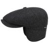 ‎mens Hats & Caps Stetson Stetson Hatteras Classic Ear Flaps Flat Cap Men - Made in The EU Black-grey