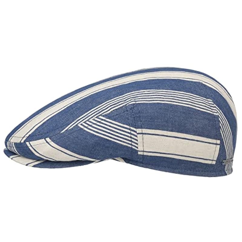 Stetson Stetson Kent Twotone Stripes Flat Cap Men - Made in Germany Blue-beige ‎mens Hats & Caps