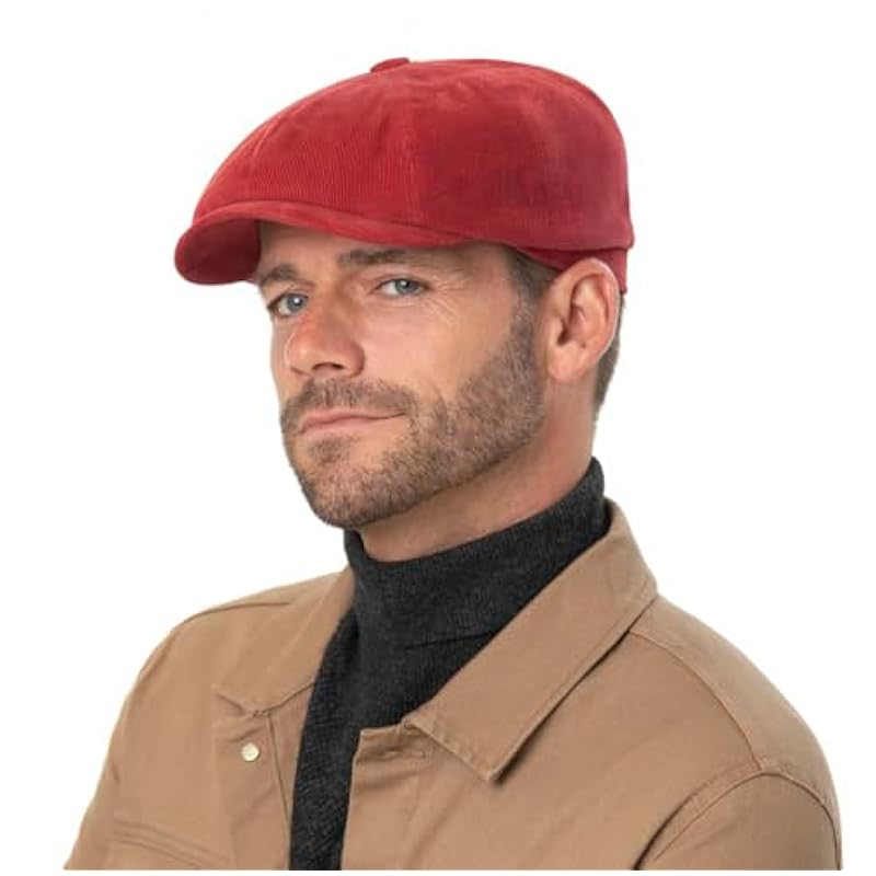 Stetson Stetson Hatteras Sustainable Corduroy Flat Cap Men - Made in The EU Dark Red ‎mens Hats & Caps