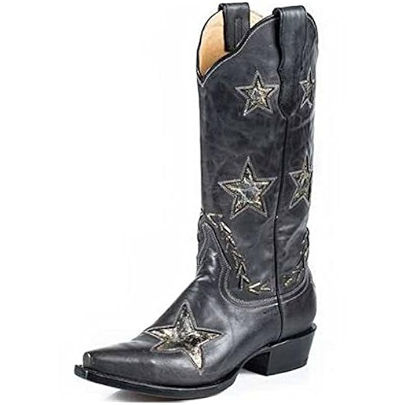 Stetson Stetson Women's Star Cowgirl Boot Snip Toe Black 6.5 M US ‎womens Boots