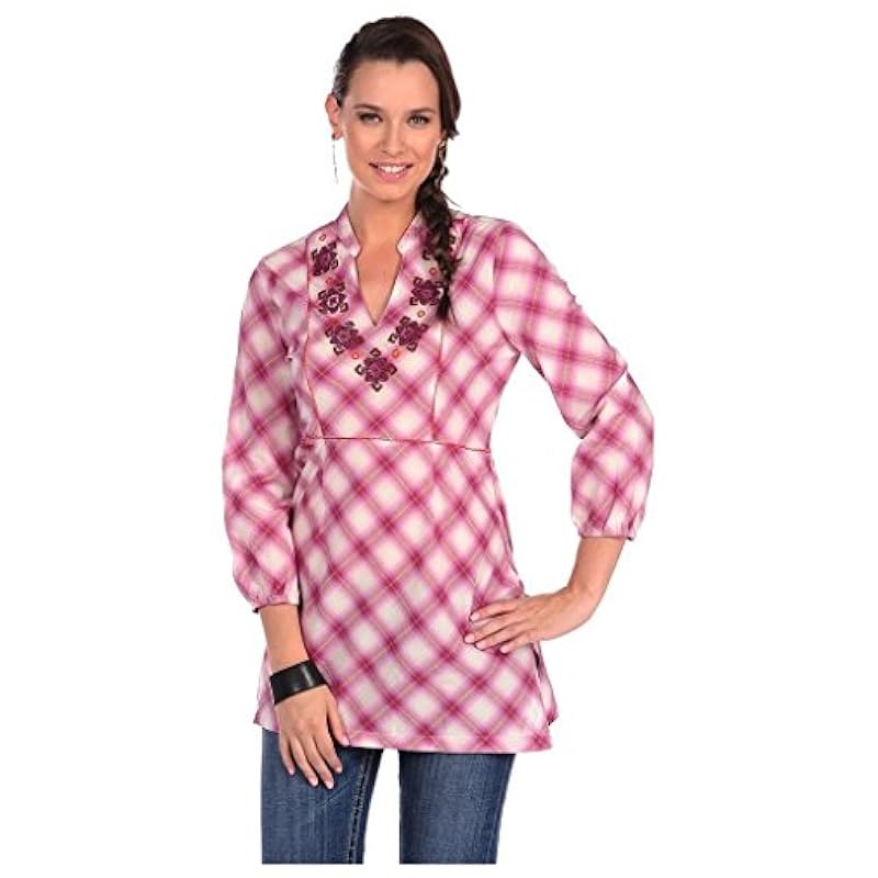 Stetson Stetson Pink Plaid Tunic Top Ladies Collection- Fall Winter I Pink ‎womens Tops, Tees & Blouses