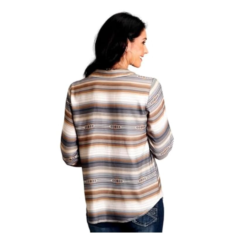 ‎womens Tops, Tees & Blouses Stetson Stetson Western Shirt Womens L/S Serape L Brown 11-050-0590-7059 BR