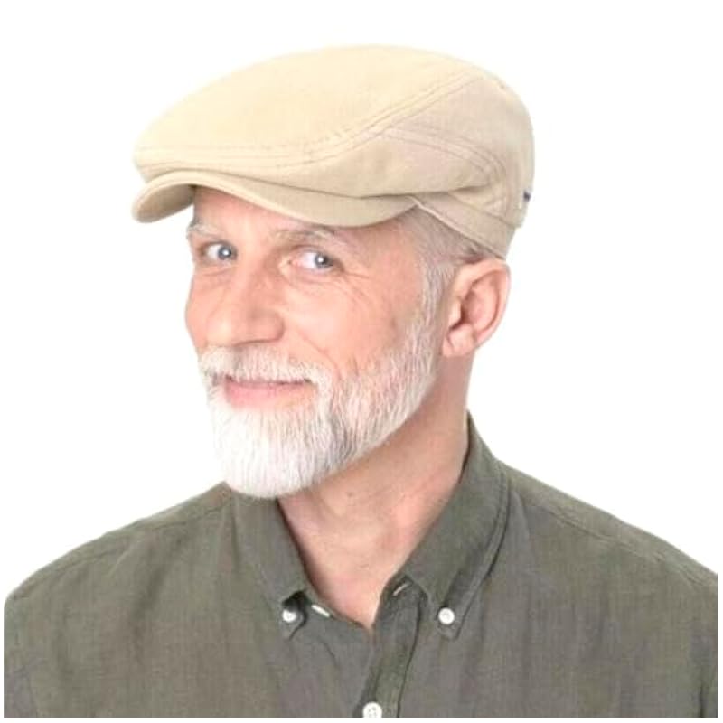 Stetson Sustainable Cotton Driver Flat Cap Men - Made in The EU Beige ‎mens Hats & Caps Stetson