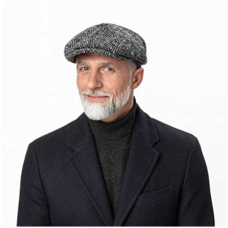 Stetson Hatteras Herringbone Flat Cap Men - Made in Germany Anthracite ‎mens Hats & Caps Stetson