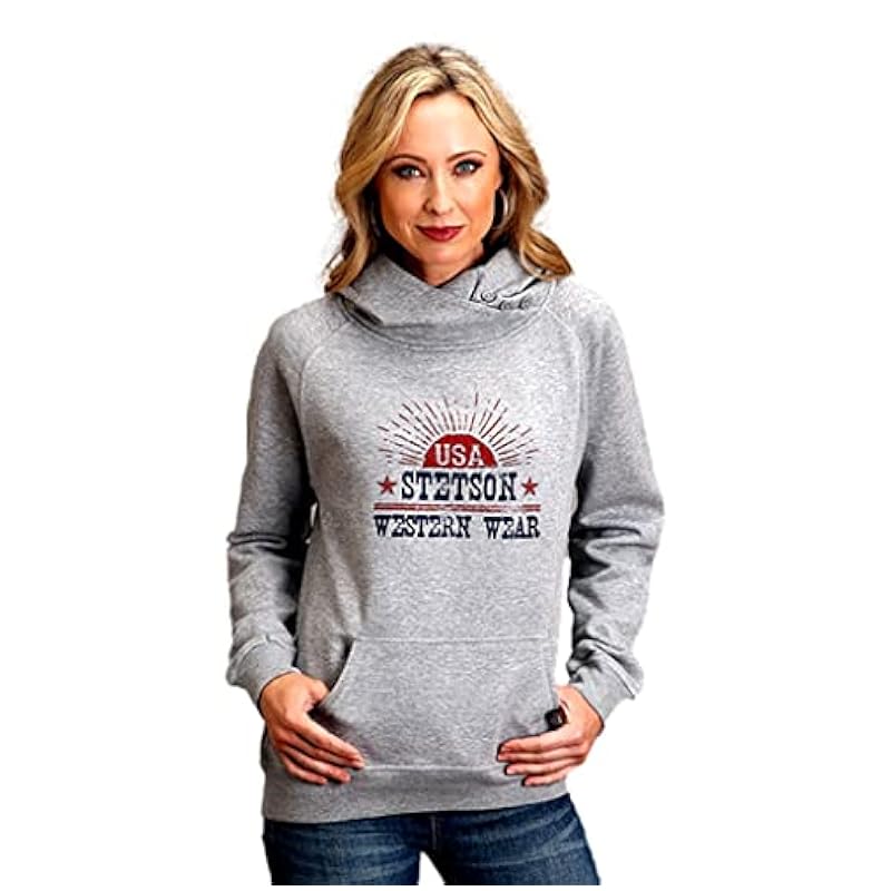 Stetson Western Sweatshirt Womens Button M Gray 11-098-0562-8002 GY Stetson ‎womens Novelty
