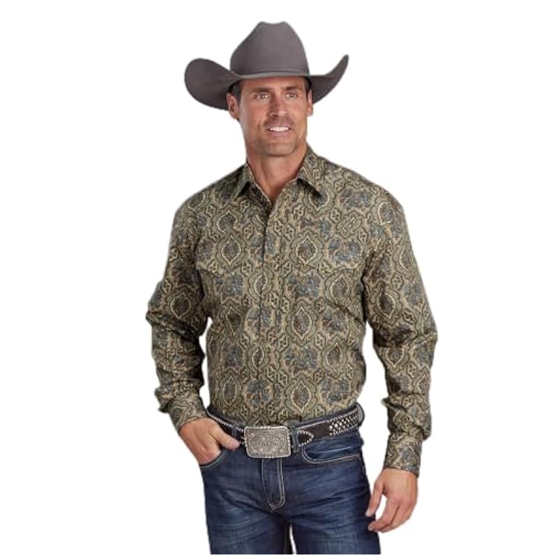 Stetson Shirts ‎mens Stetson Frontier Medallion Print Brown - Mens Shirt