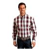Stetson Western Shirt Mens L/S Plaid Button S Wine 11-001-0579-6042 WI Stetson ‎mens Shirts