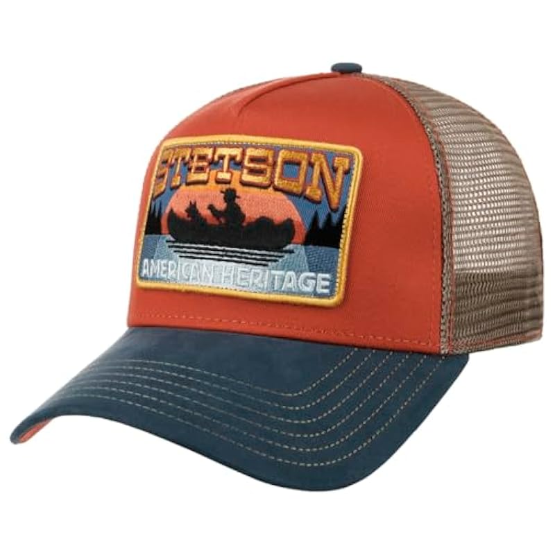 ‎unisex-ch Hats & Caps Stetson Stetson Canoe Trucker Cap Men - Blue-red