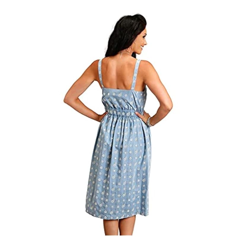 Stetson Dresses ‎womens Stetson Women's Embroidered Button Front Dress Blue Large