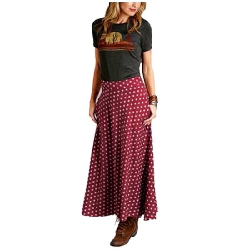 Stetson Skirts ‎womens Stetson Women's Wine Southwestern Ditzy Maxi Skirt Wine Small