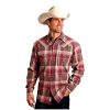 Stetson Western Shirt Mens L/S Collar Snap S Wine 11-001-0478-6086 WI ‎mens Shirts Stetson