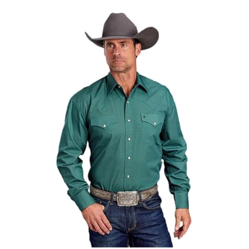 Shirts Stetson Stetson Teal Green Geo Print - Mens Shirt XX-Large