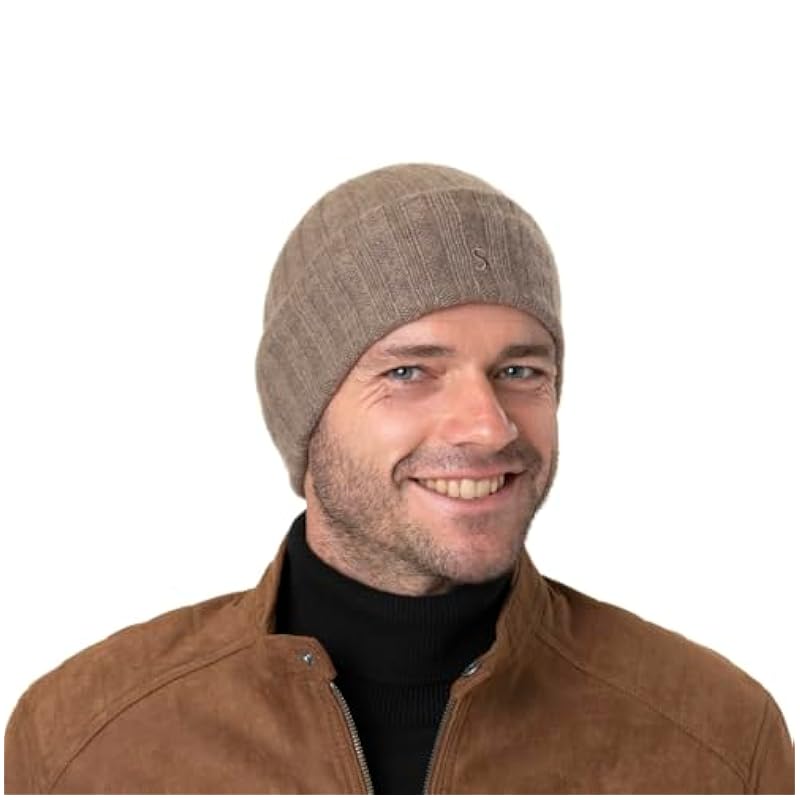 ‎womens Hats & Caps Stetson Stetson Undyed Sustainable Cashmere Beanie Hat Women/Men - Light Beige