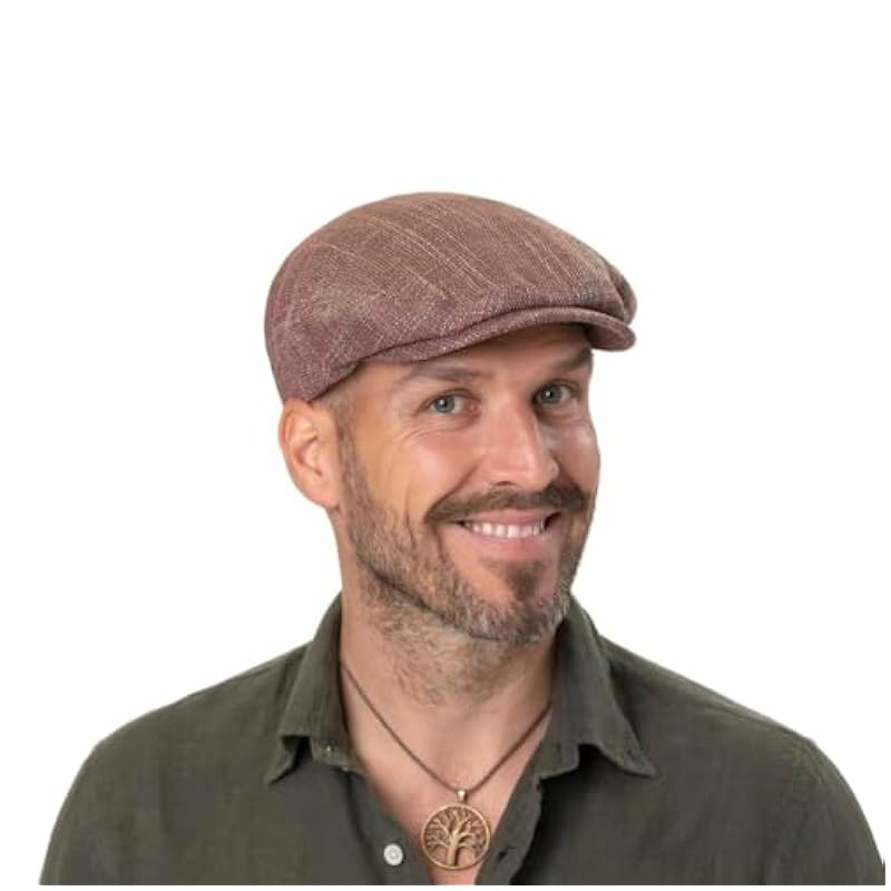 Stetson Stetson Woodfield Linen Flat Cap Women/Men - Made in The EU Brown-blue ‎mens Hats & Caps