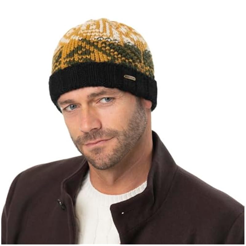 Stetson Stetson Sandvika Beanie Hat Men - Made in Italy Black-yellow ‎mens Hats & Caps