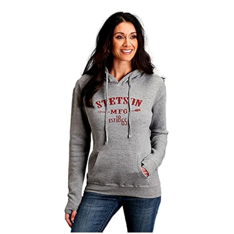 Stetson Western Sweatshirt Womens Est L Gray 11-098-0562-7094 GY ‎womens Active Stetson