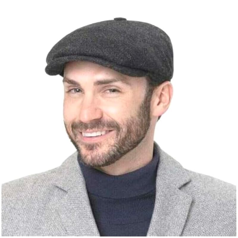 Stetson Brooklin Black Herringbone Flat Cap Men - Black-grey Stetson ‎mens Hats & Caps