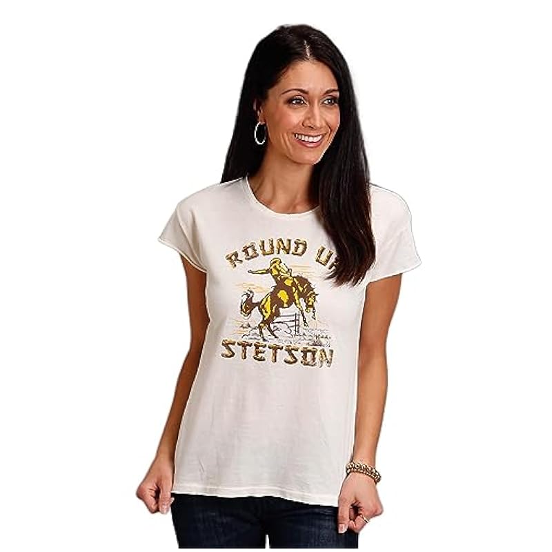 Stetson Tops, Tees & Blouses ‎womens Stetson Womens Cream/White 100% Cotton Round Up S/S T-Shirt XL
