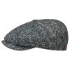 ‎mens Hats & Caps Stetson Stetson Hatteras Wool Colour Neps Flat Cap Men Blue-Green 6 7/8