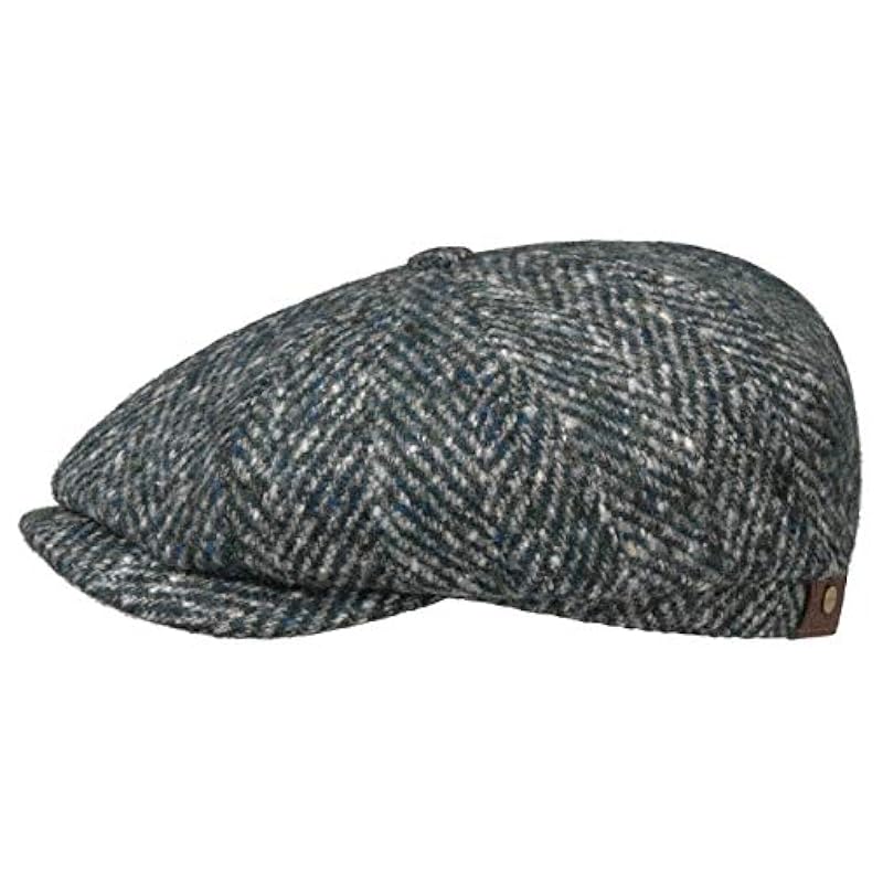 ‎mens Hats & Caps Stetson Stetson Hatteras Wool Colour Neps Flat Cap Men Blue-Green 6 7/8