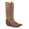 Stetson Tru X Distressed Brown Vamp and Shaft Outlaw Bad Guy Men's 13 inch Snip Toe Boots with Marbled Brown Wingtip 1202062153793TA, Tan, 9D Stetson ‎mens Boots