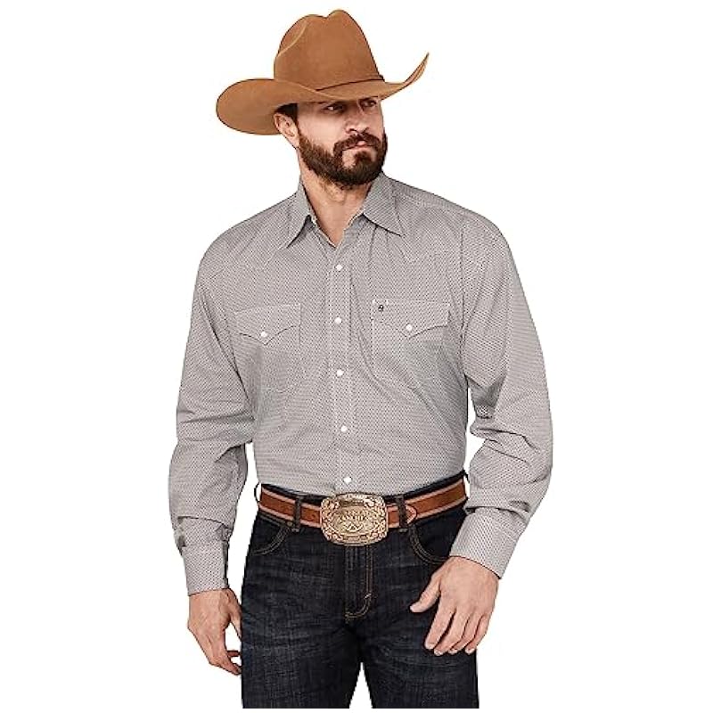 Stetson Men's Diamond Geo Print Long Sleeve Western Snap Shirt Grey X-Large ‎mens Shirts Stetson
