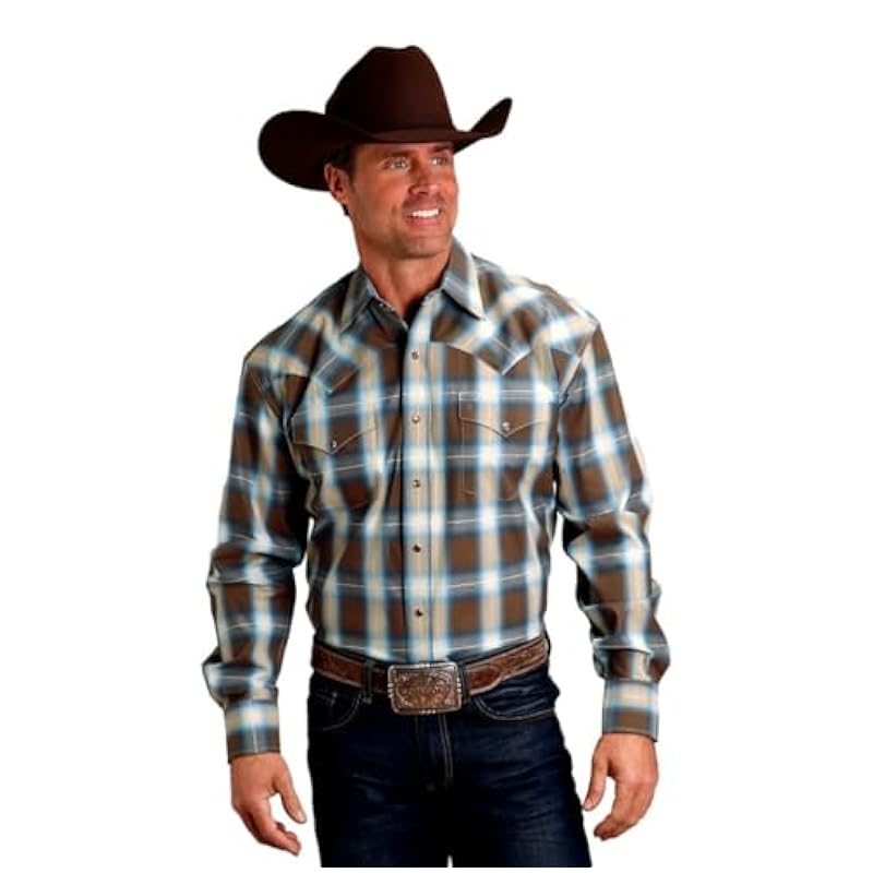 Stetson Shirts ‎mens Stetson Western Shirt Mens L/S Sierra M Brown 11-001-0478-6010 BR