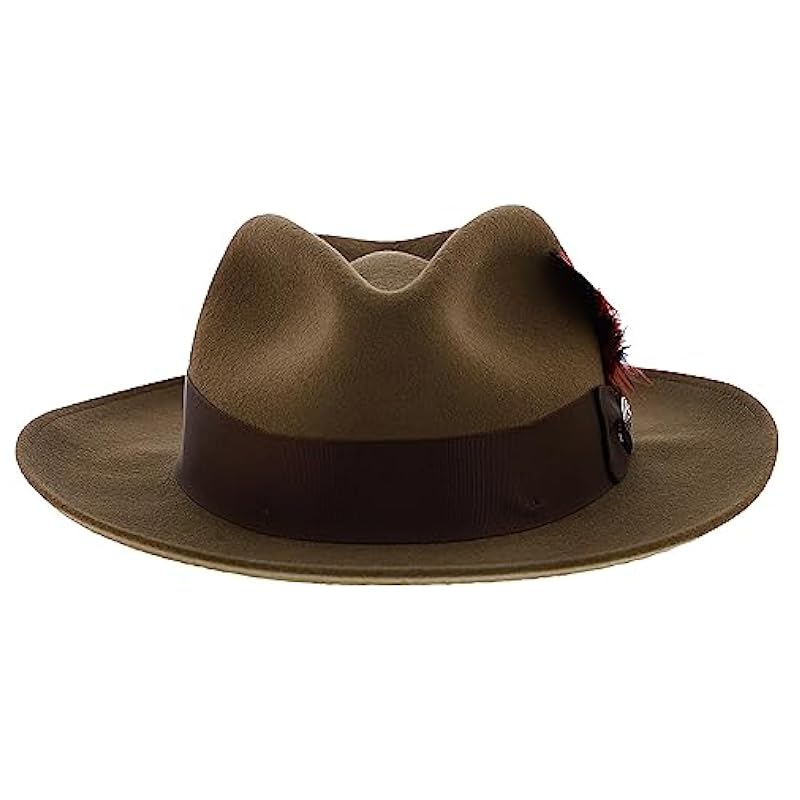 Stetson Men's Gurnee Crushable Soft Wool Felt Fedora Hat | Can Be Packed in a Travel Bag | Grosgrain Ribbon Hatband Camel ‎mens Hats & Caps Stetson