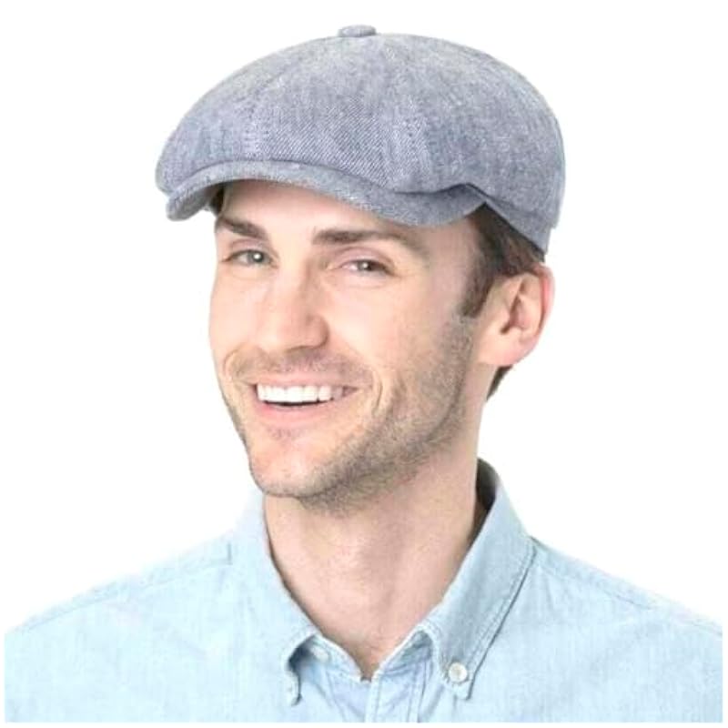 Stetson Stetson Hatteras Summer Linen Flat Cap Men - Made in Germany Blue ‎mens Hats & Caps