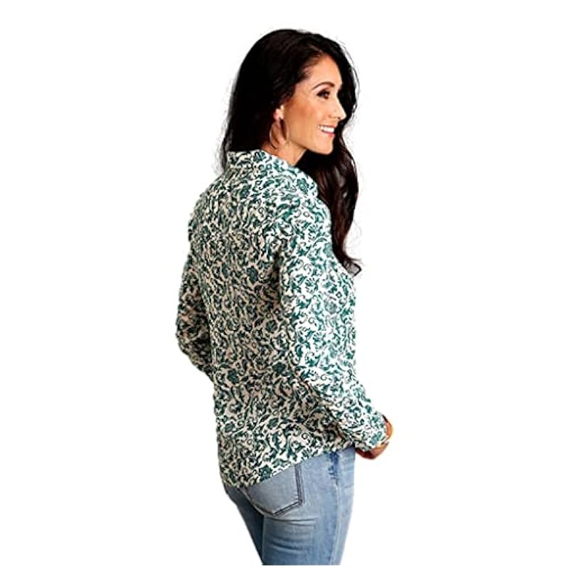 ‎womens Tops, Tees & Blouses Stetson Stetson Western Shirt Womens L/S Floral XS Jade 11-050-0590-0516 GR