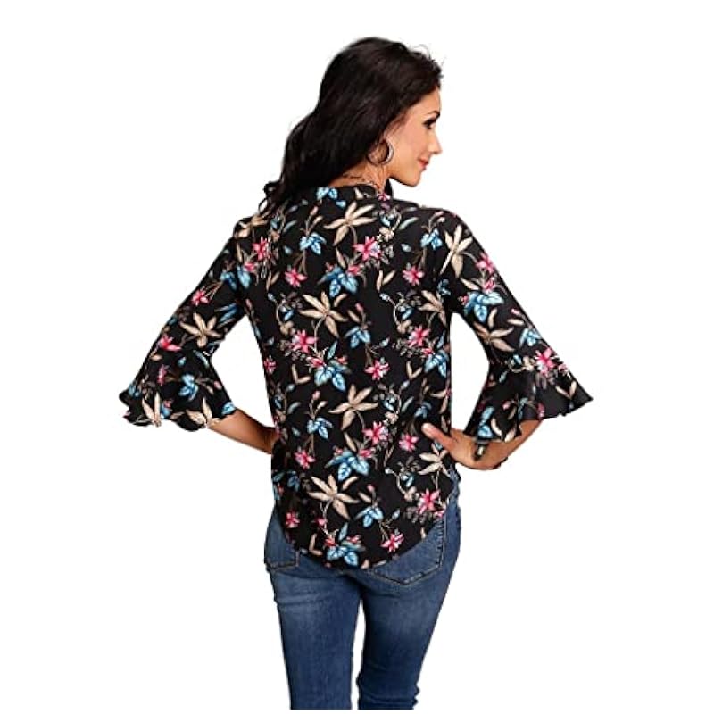 ‎womens Tops, Tees & Blouses Stetson Stetson Western Shirt Womens Feather S Black 11-050-0590-6058 BL