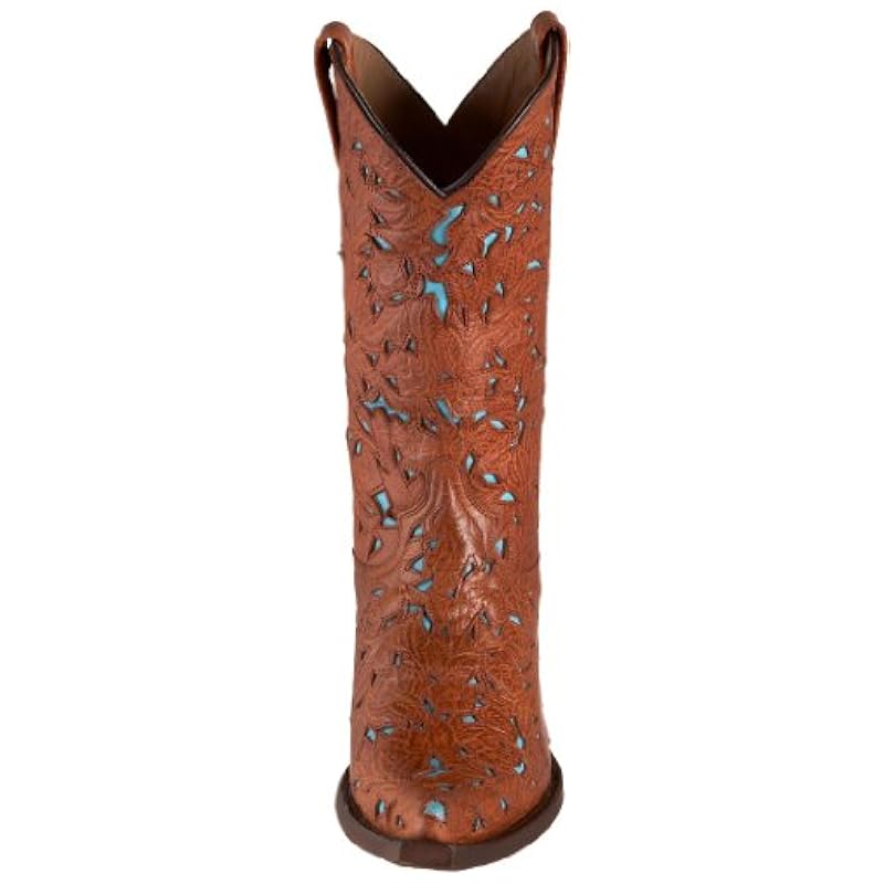 ‎womens Boots Stetson Stetson Tooled Golden Tan Floralturq Underlay Ladies Fashion Boot Stetson Wo