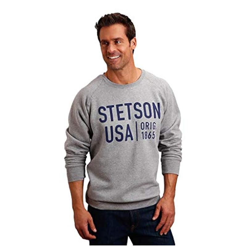 Stetson Stetson Western Sweatshirt Mens Crew Neck S Gray 11-097-0562-0881 GY ‎unisex-ad Active