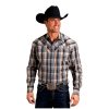 Stetson Stetson Western Shirt Mens L/S Diamond XL Gray 11-001-0478-6008 GY ‎mens Shirts