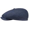 Stetson Stetson Hatteras Striped Linen Flat Cap Men - Made in The EU Blue ‎mens Hats & Caps