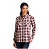 Stetson Stetson Western Shirt Women L/S Gauch Plaid M Wine 11-050-0597-6025 WI ‎womens Tops, Tees & Blouses