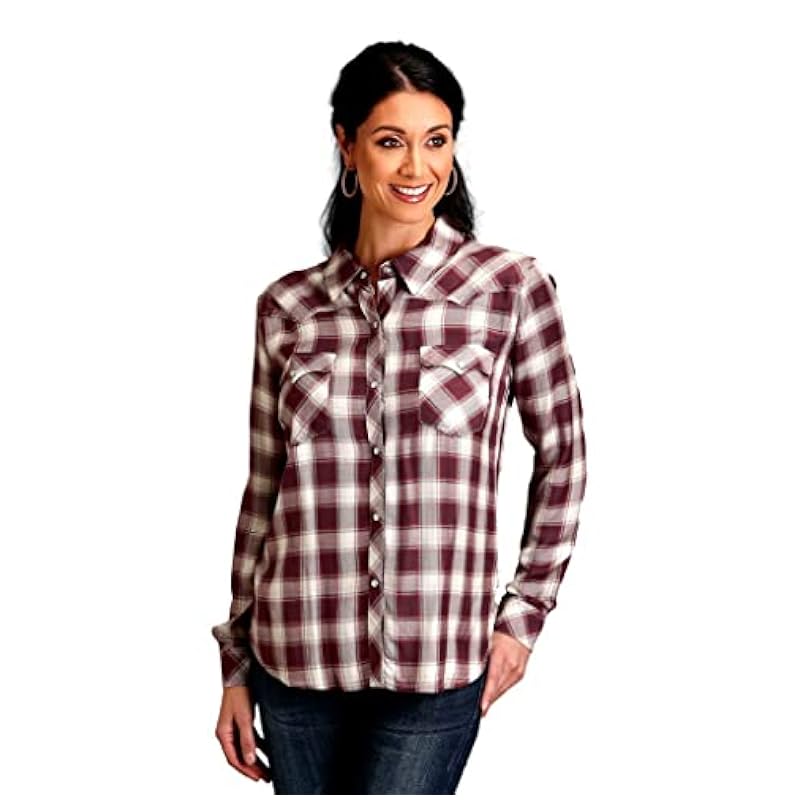 Stetson Stetson Western Shirt Women L/S Gauch Plaid M Wine 11-050-0597-6025 WI ‎womens Tops, Tees & Blouses