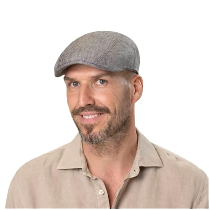 Stetson Hats & Caps ‎mens Stetson Herringbone Linen Flat Cap Men - Made in The EU Oatmeal
