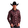 Stetson Western Shirt Mens L/S Marl Plaid 3XL Red 11-001-0478-6030 RE Stetson ‎male Shirts