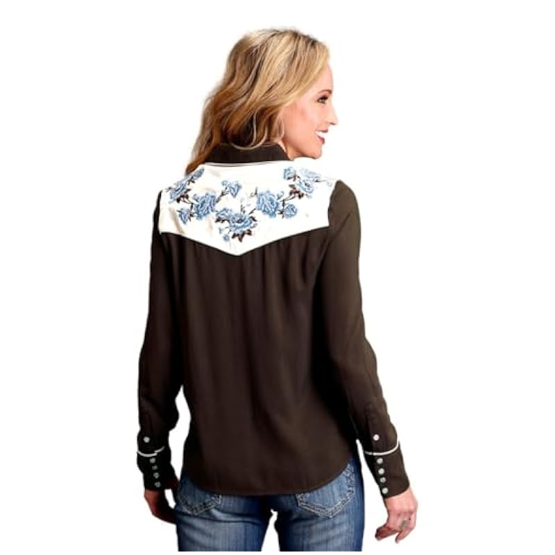 Stetson Stetson Women's Embroidered Yoke Long Sleeve Snap Western Shirt Brown Small US ‎womens Tops, Tees & Blouses