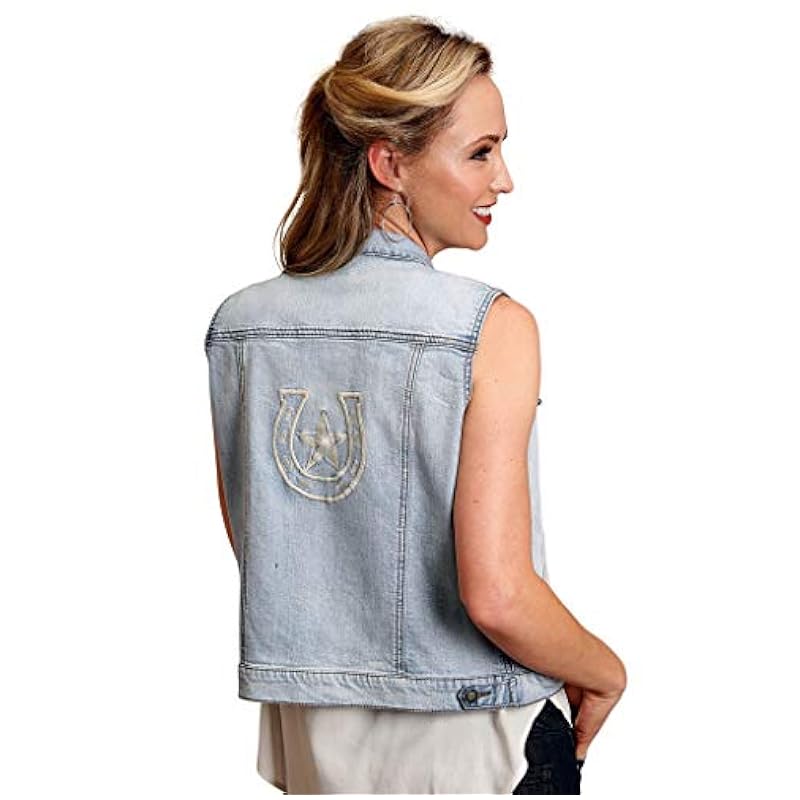 Stetson Coats, Jackets & Vests ‎womens Stetson Women's Light Denim Horseshoe Vest Blue Medium