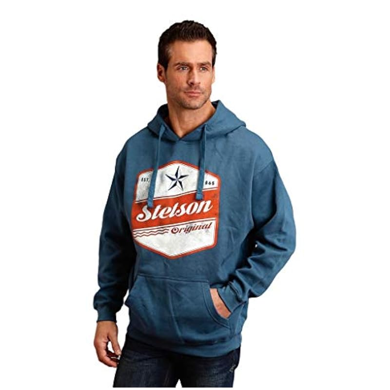 Stetson Mens Blue Cotton Blend Original Star Hoodie XL ‎mens Fashion Hoodies & Sweatshirts Stetson
