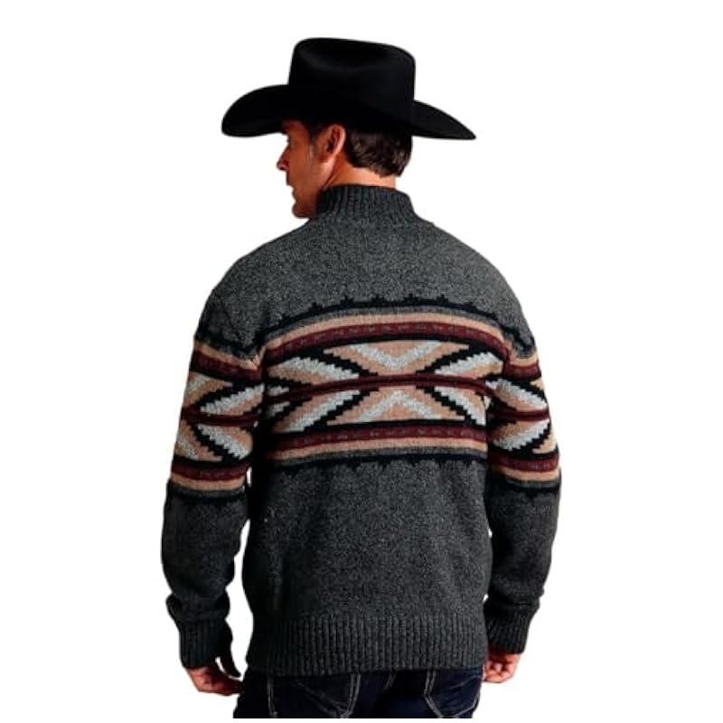 Stetson Western Sweater Mens Wool Arrow Zip S Gray 11-014-0120-6070 GY ‎men Sweaters Stetson