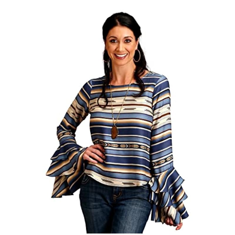 ‎womens Tops, Tees & Blouses Stetson Stetson Western Shirt Womens L/S Serape M Indigo 11-050-0590-6041 BU