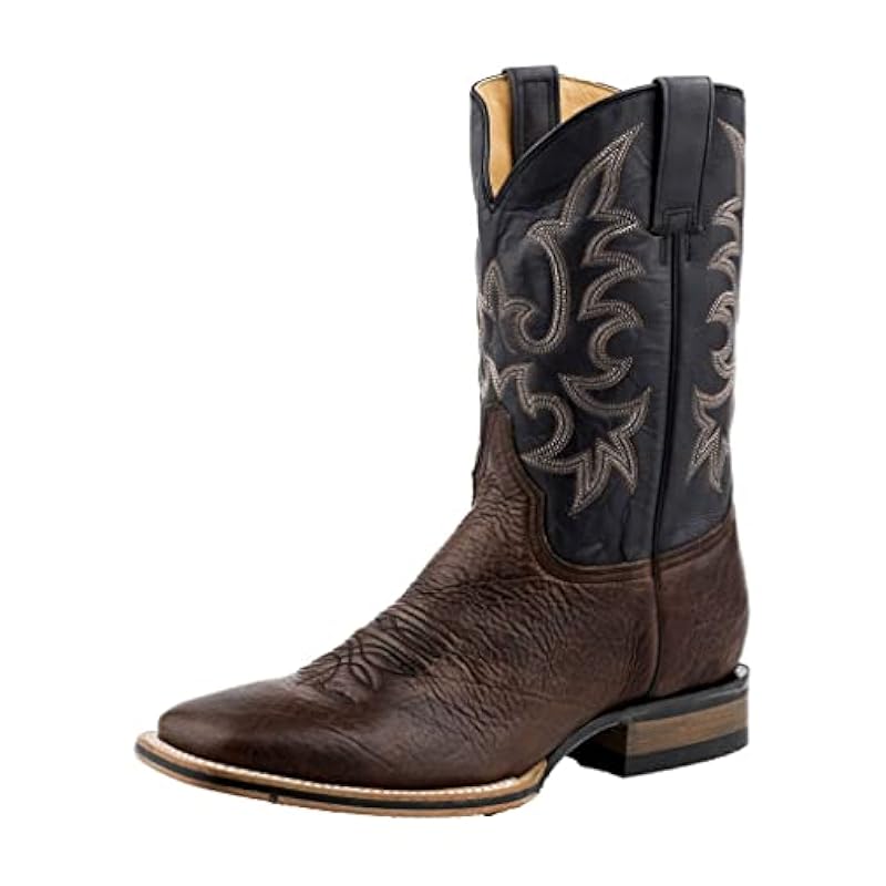 Stetson Men's Obadiah Oiled Bison Western Boot Broad Square Toe Brown 11.5 D(M) US Stetson ‎mens Boots
