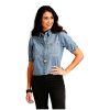 Stetson Stetson Western Shirt Women S/S Denim Crop XL Blue 11-051-0594-0519 BU ‎womens Tops, Tees & Blouses
